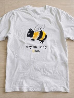 Funny Cat Bee Graphic Tee Shirt Top Gildan T-shirt White